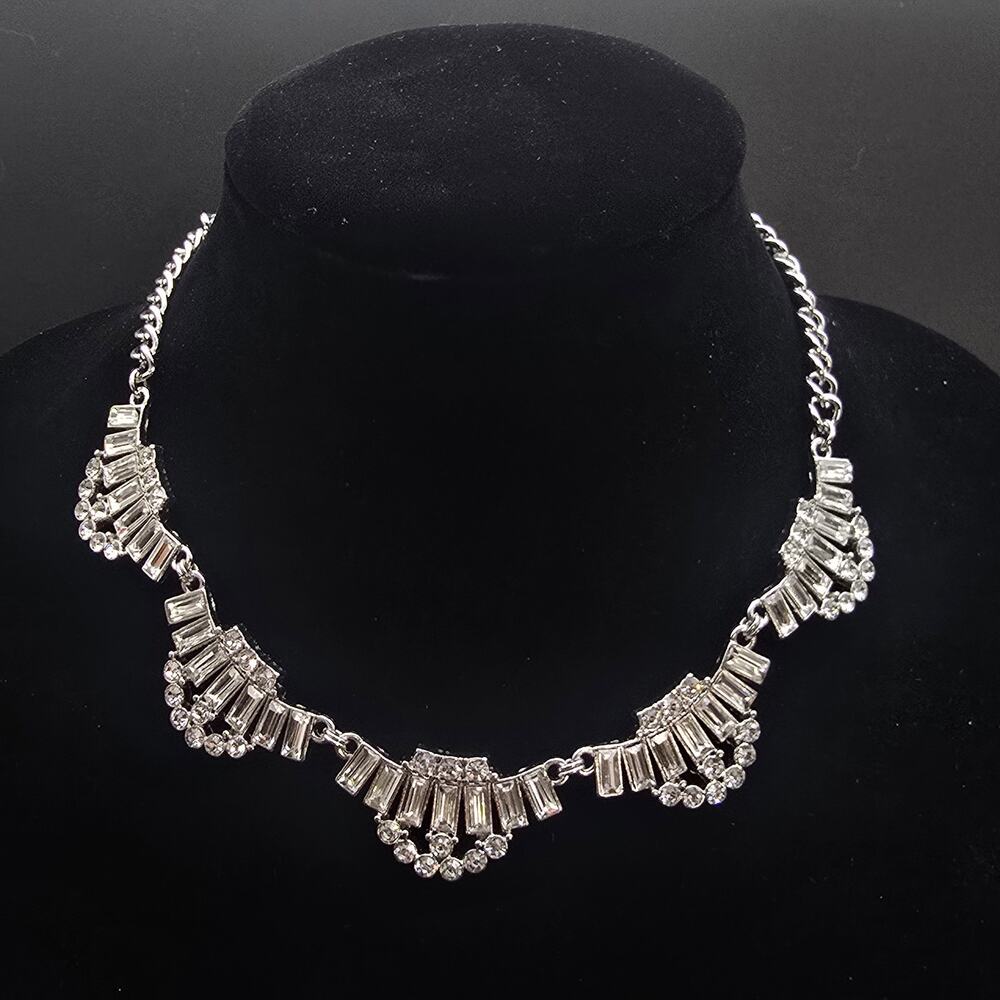 Premier Designs Lexi Rhinestone Collar Necklace Silver tone